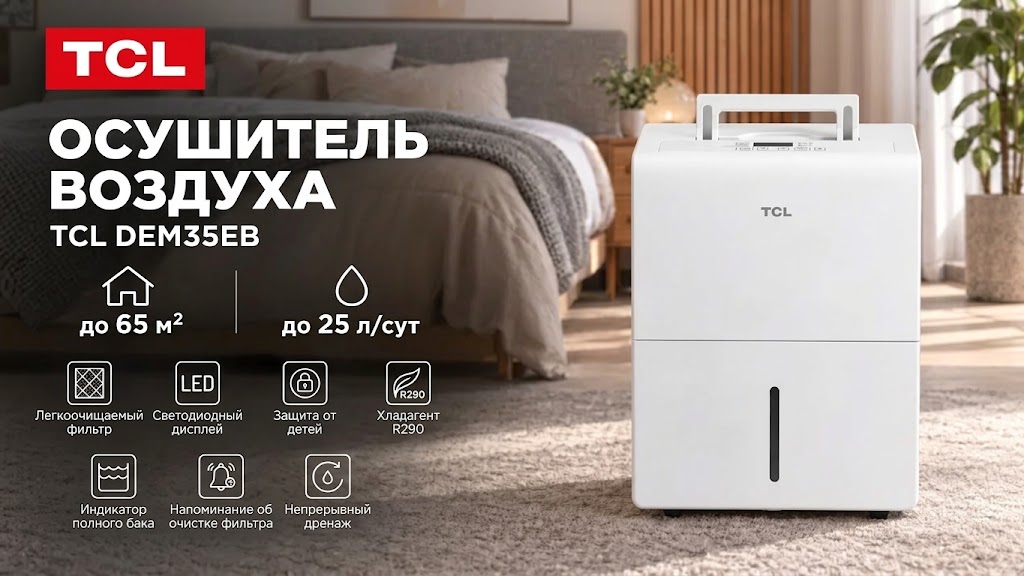 TCL DEM35EB осушитель для дома и офиса
